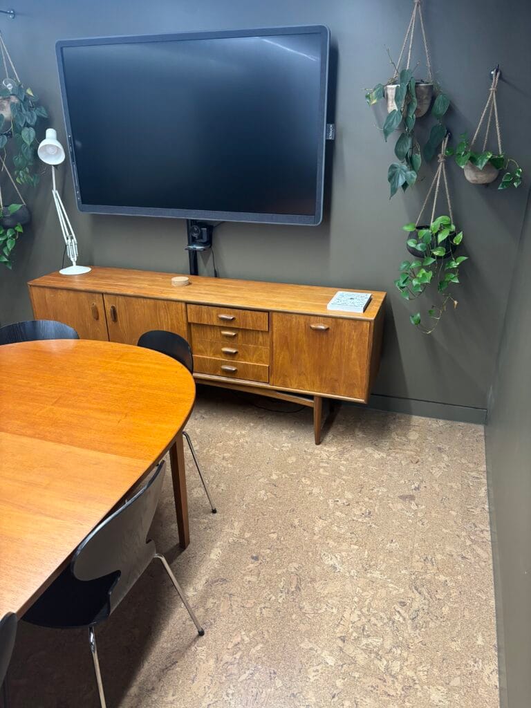 Cork flooring in a furnished living room